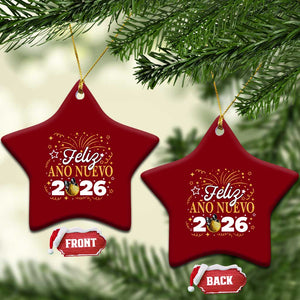 Spanish New Year 2026 Ceramic Ornament Feliz Ano Nuevo NYE Party Faux Glitter Effect Printed TS11 Print Your Wear