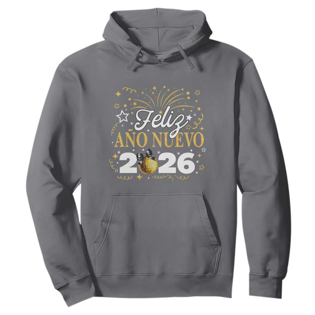 Spanish New Year 2026 Hoodie Feliz Ano Nuevo NYE Party Faux Glitter Effect Printed TS11 Charcoal Print Your Wear