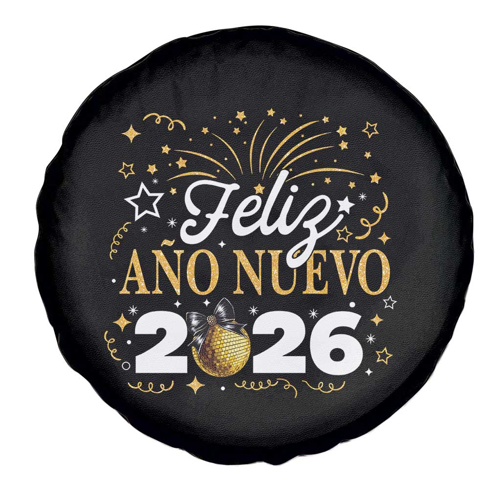 Spanish New Year 2026 Spare Tire Cover Feliz Ano Nuevo NYE Party Faux Glitter Effect Printed TS11 Print Your Wear
