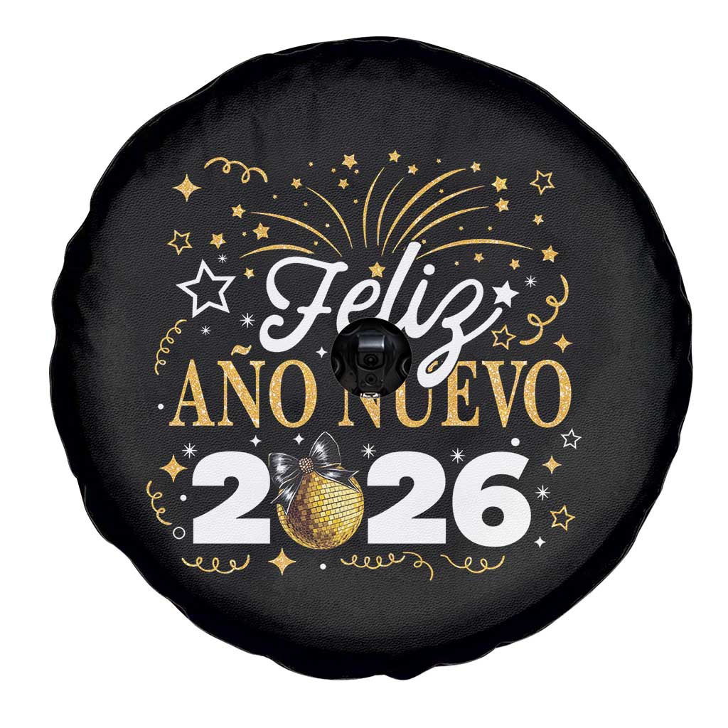 Spanish New Year 2026 Spare Tire Cover Feliz Ano Nuevo NYE Party Faux Glitter Effect Printed TS11 Print Your Wear
