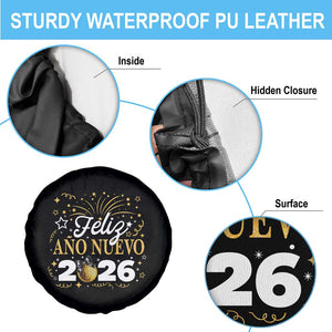 Spanish New Year 2026 Spare Tire Cover Feliz Ano Nuevo NYE Party Faux Glitter Effect Printed TS11 Print Your Wear