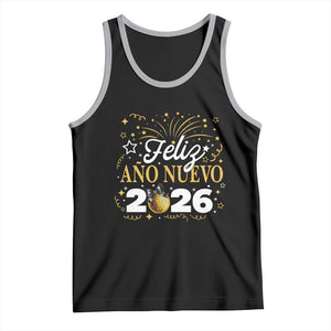 Spanish New Year 2026 Tank Top Feliz Ano Nuevo NYE Party Faux Glitter Effect Printed TS11 Black Athletic Heather Print Your Wear