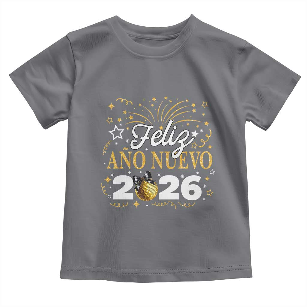 Spanish New Year 2026 Toddler T Shirt Feliz Ano Nuevo NYE Party Faux Glitter Effect Printed TS11 Charcoal Print Your Wear