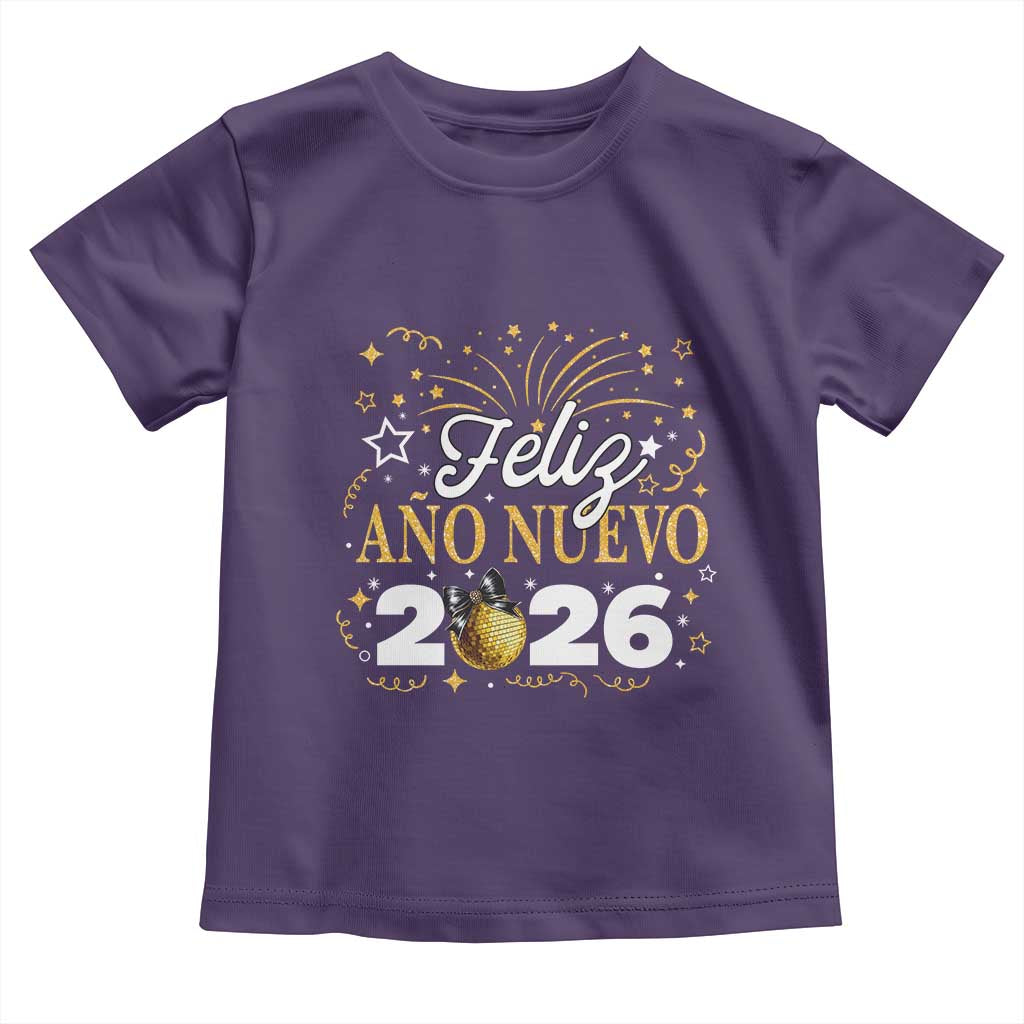 Spanish New Year 2026 Toddler T Shirt Feliz Ano Nuevo NYE Party Faux Glitter Effect Printed TS11 Purple Print Your Wear