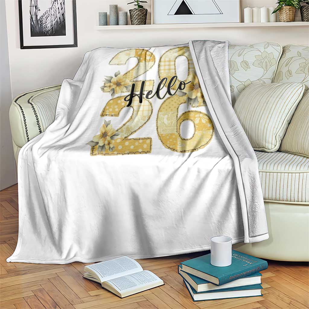 Hello New Year 2026 Vintage Floral Patchwork Quilt Throw Blanket TS11 Print Your Wear