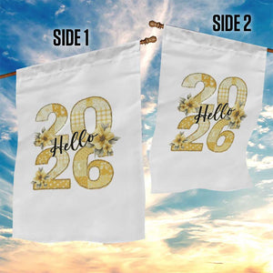 Hello New Year 2026 Vintage Floral Patchwork Quilt Garden Flag TS11 Print Your Wear