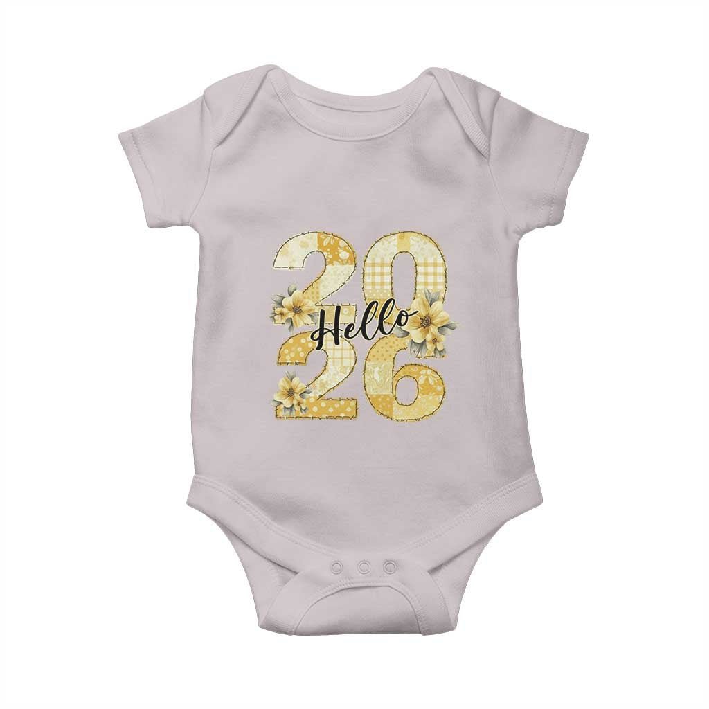 Hello New Year 2026 Vintage Floral Patchwork Quilt Baby Onesie TS11 Ice Gray Print Your Wear