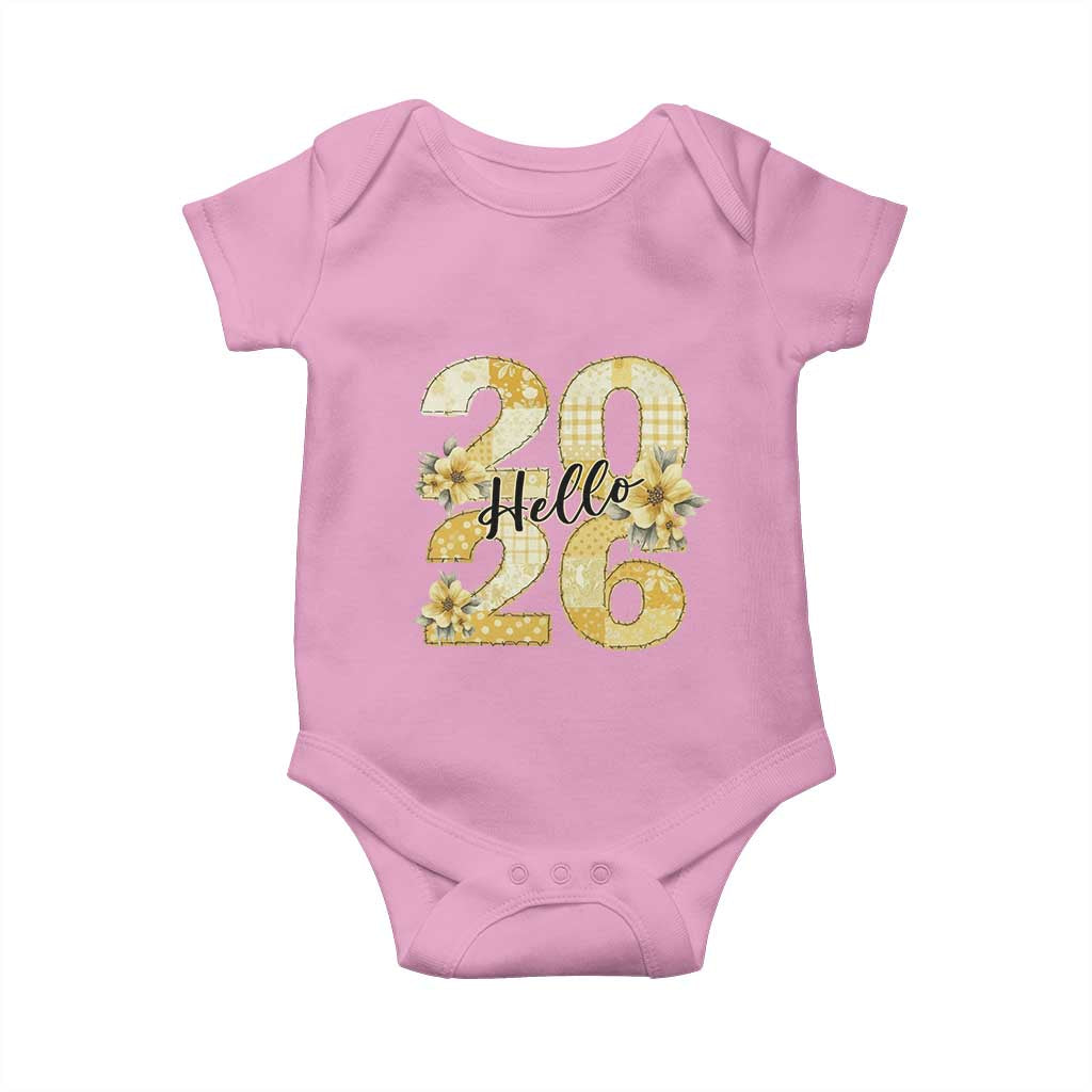 Hello New Year 2026 Vintage Floral Patchwork Quilt Baby Onesie TS11 Light Pink Print Your Wear