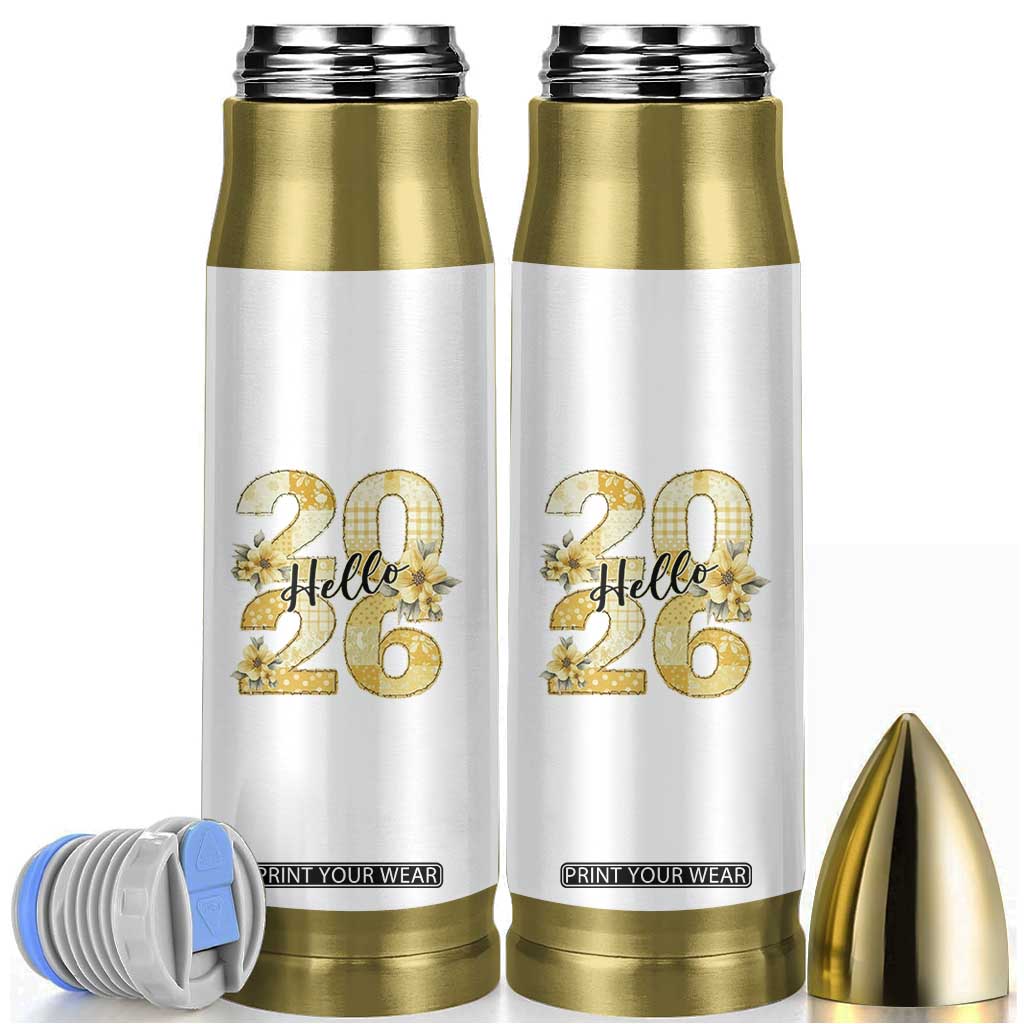 Hello New Year 2026 Vintage Floral Patchwork Quilt Bullet Tumbler TS11 White Print Your Wear