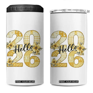 Hello New Year 2026 Vintage Floral Patchwork Quilt 4 in 1 Can Cooler Tumbler TS11 One Size: 16 oz White Print Your Wear