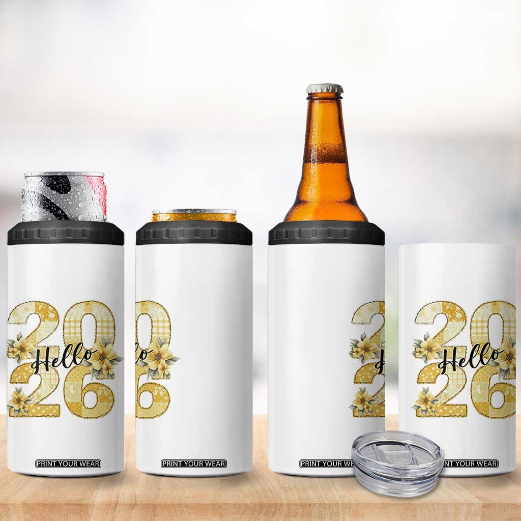 Hello New Year 2026 Vintage Floral Patchwork Quilt 4 in 1 Can Cooler Tumbler TS11 Print Your Wear