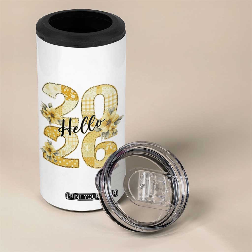 Hello New Year 2026 Vintage Floral Patchwork Quilt 4 in 1 Can Cooler Tumbler TS11 Print Your Wear