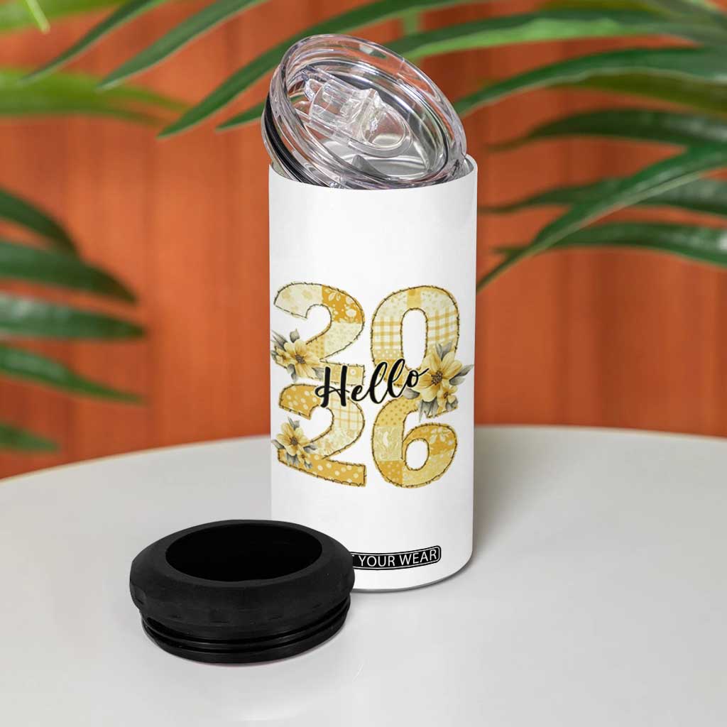 Hello New Year 2026 Vintage Floral Patchwork Quilt 4 in 1 Can Cooler Tumbler TS11 Print Your Wear