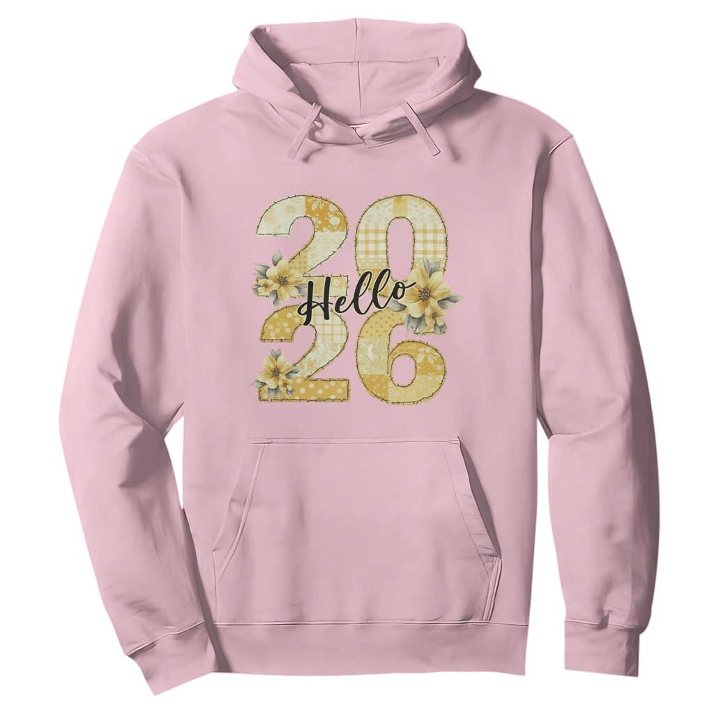 Hello New Year 2026 Vintage Floral Patchwork Quilt Hoodie TS11 Light Pink Print Your Wear
