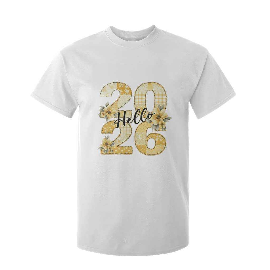 Hello New Year 2026 Vintage Floral Patchwork Quilt T Shirt For Kid TS11 White Print Your Wear