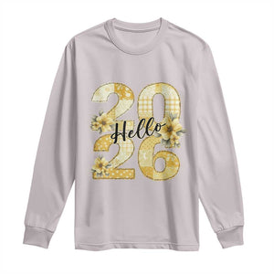 Hello New Year 2026 Vintage Floral Patchwork Quilt Long Sleeve Shirt TS11 Ice Gray Print Your Wear