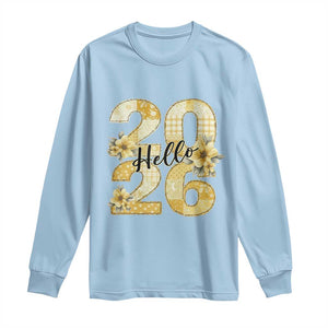 Hello New Year 2026 Vintage Floral Patchwork Quilt Long Sleeve Shirt TS11 Light Blue Print Your Wear