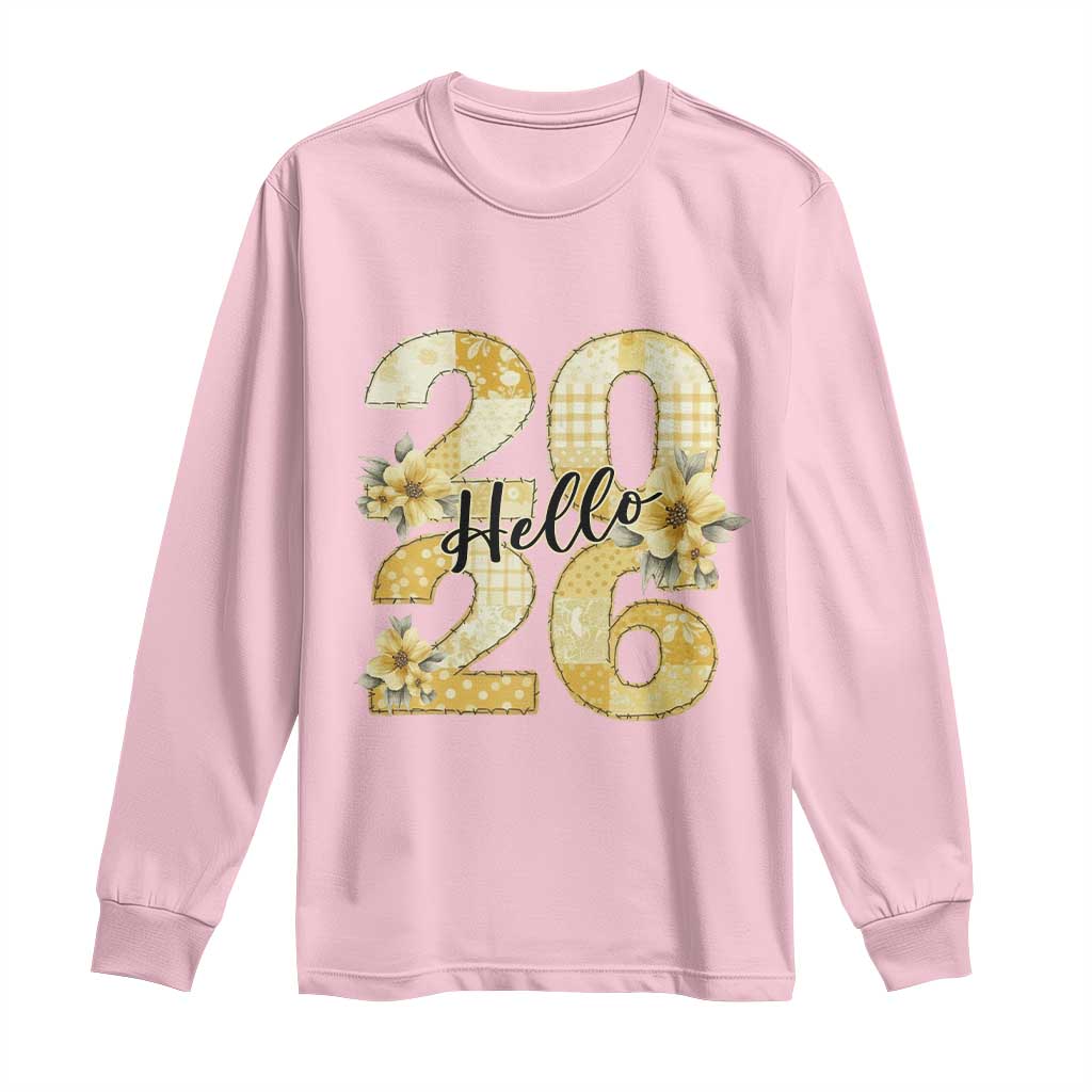 Hello New Year 2026 Vintage Floral Patchwork Quilt Long Sleeve Shirt TS11 Light Pink Print Your Wear