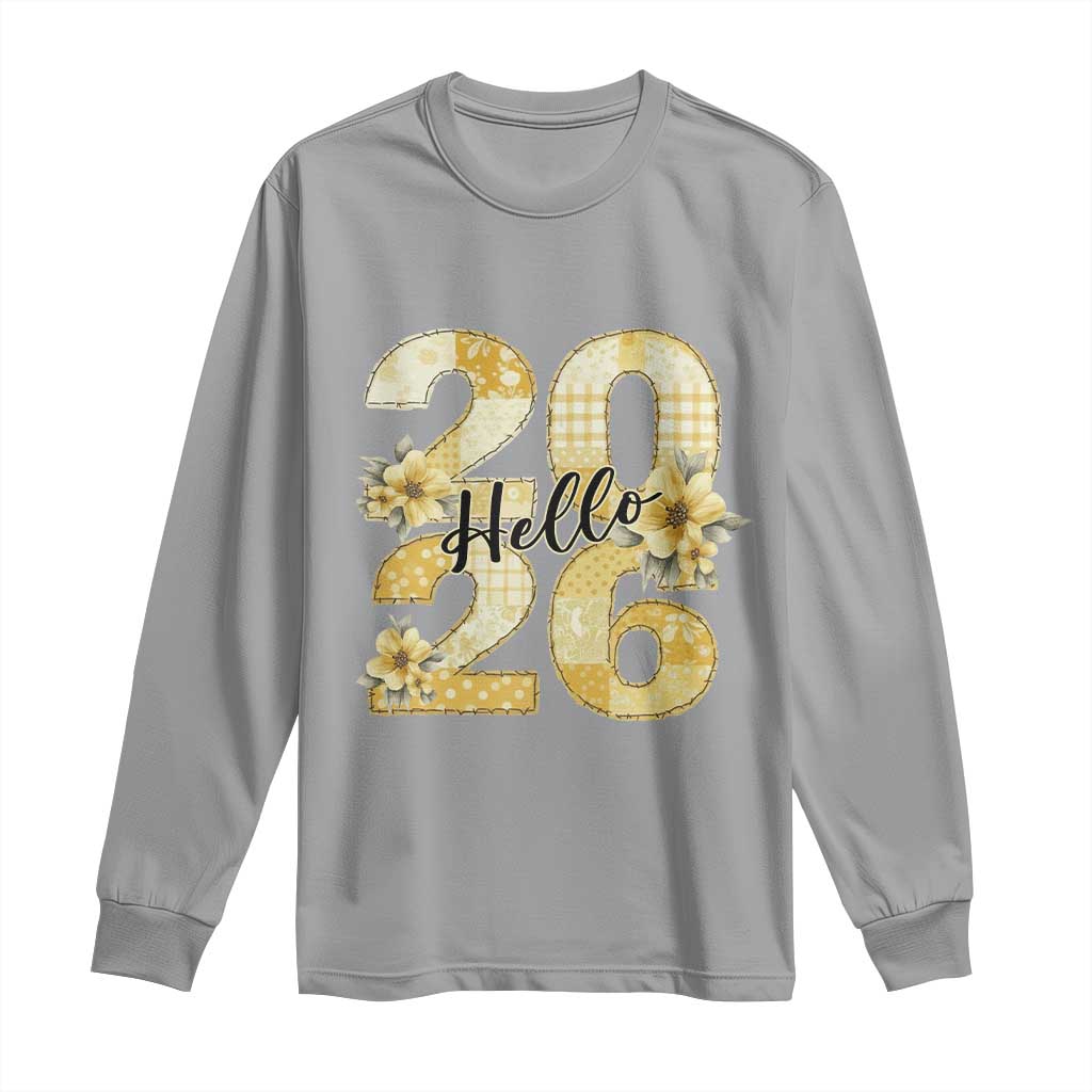 Hello New Year 2026 Vintage Floral Patchwork Quilt Long Sleeve Shirt TS11 Sport Gray Print Your Wear
