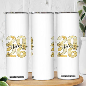 Hello New Year 2026 Vintage Floral Patchwork Quilt Skinny Tumbler TS11 Print Your Wear
