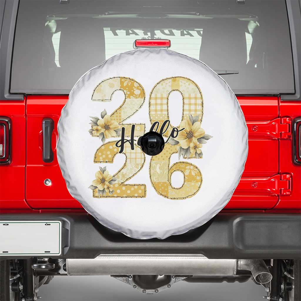 Hello New Year 2026 Vintage Floral Patchwork Quilt Spare Tire Cover TS11 White Print Your Wear