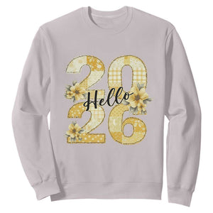 Hello New Year 2026 Vintage Floral Patchwork Quilt Sweatshirt TS11 Ice Gray Print Your Wear