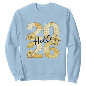 Hello New Year 2026 Vintage Floral Patchwork Quilt Sweatshirt TS11 Light Blue Print Your Wear