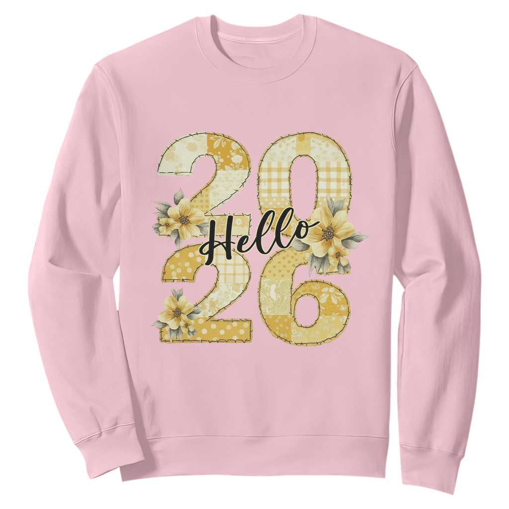 Hello New Year 2026 Vintage Floral Patchwork Quilt Sweatshirt TS11 Light Pink Print Your Wear