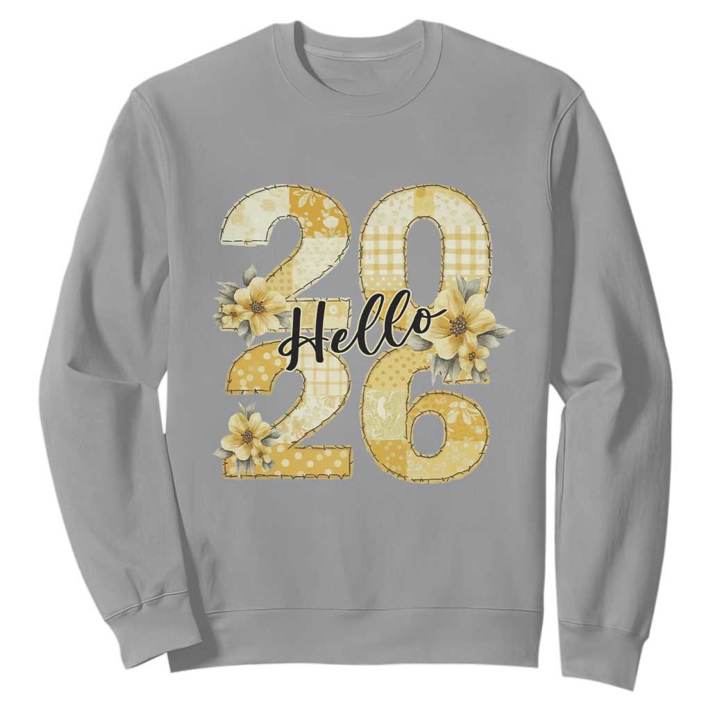 Hello New Year 2026 Vintage Floral Patchwork Quilt Sweatshirt TS11 Sport Gray Print Your Wear