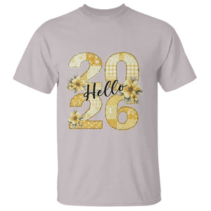 Hello New Year 2026 Vintage Floral Patchwork Quilt T Shirt TS11 Ice Gray Print Your Wear