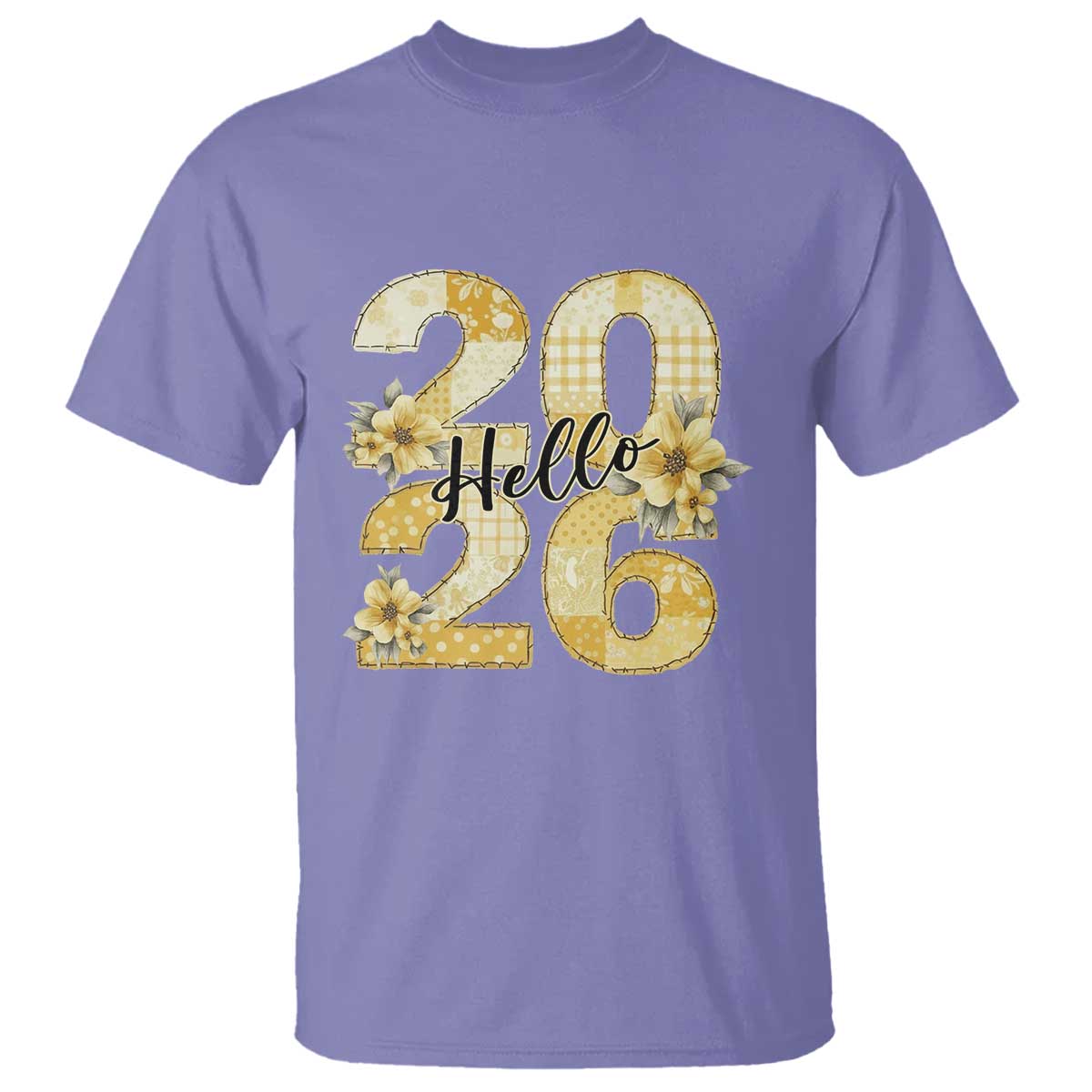 Hello New Year 2026 Vintage Floral Patchwork Quilt T Shirt TS11 Violet Print Your Wear