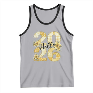 Hello New Year 2026 Vintage Floral Patchwork Quilt Tank Top TS11 Athletic Heather Black Print Your Wear