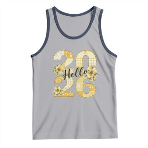 Hello New Year 2026 Vintage Floral Patchwork Quilt Tank Top TS11 Athletic Heather Navy Print Your Wear