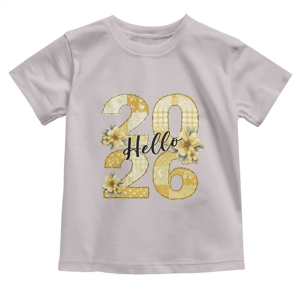 Hello New Year 2026 Vintage Floral Patchwork Quilt Toddler T Shirt TS11 Ice Gray Print Your Wear