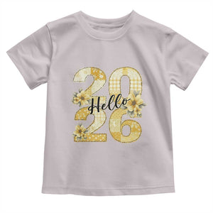 Hello New Year 2026 Vintage Floral Patchwork Quilt Toddler T Shirt TS11 Ice Gray Print Your Wear