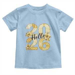 Hello New Year 2026 Vintage Floral Patchwork Quilt Toddler T Shirt TS11 Light Blue Print Your Wear