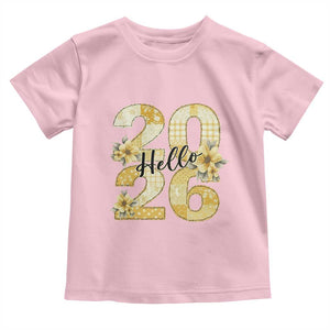 Hello New Year 2026 Vintage Floral Patchwork Quilt Toddler T Shirt TS11 Light Pink Print Your Wear