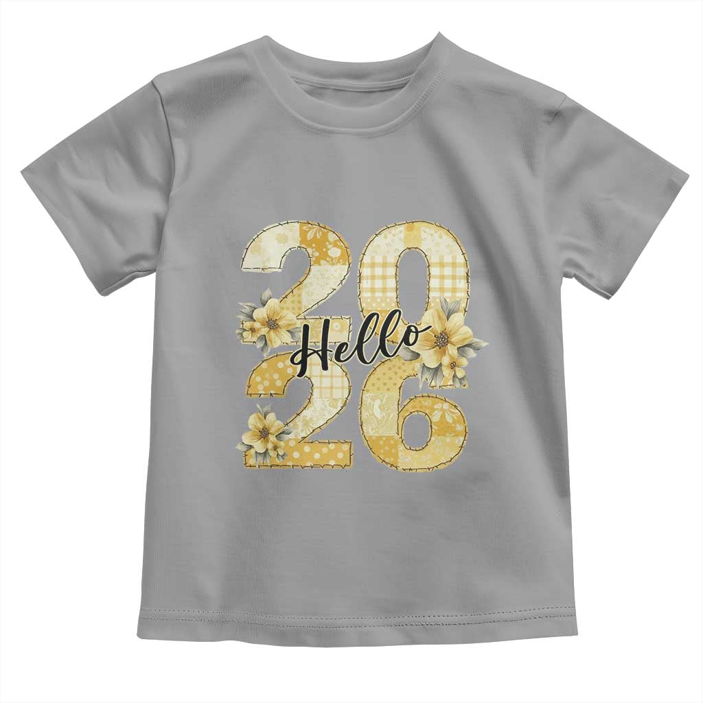 Hello New Year 2026 Vintage Floral Patchwork Quilt Toddler T Shirt TS11 Sport Gray Print Your Wear