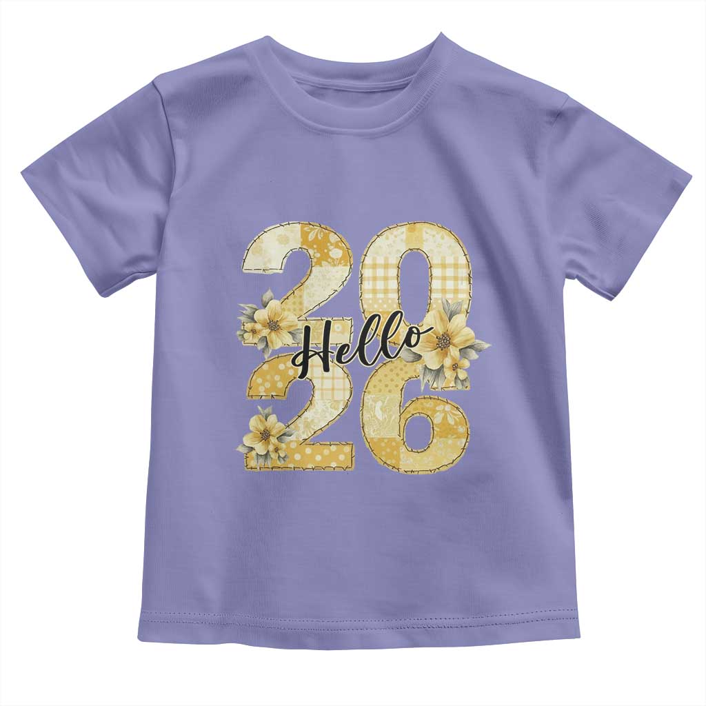 Hello New Year 2026 Vintage Floral Patchwork Quilt Toddler T Shirt TS11 Violet Print Your Wear