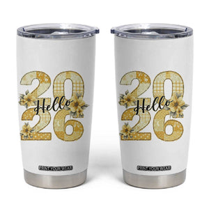 Hello New Year 2026 Vintage Floral Patchwork Quilt Tumbler Cup TS11 White Print Your Wear