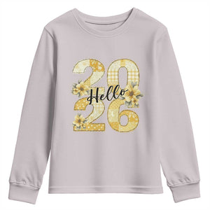 Hello New Year 2026 Vintage Floral Patchwork Quilt Youth Sweatshirt TS11 Ice Gray Print Your Wear