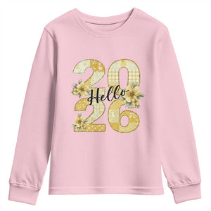 Hello New Year 2026 Vintage Floral Patchwork Quilt Youth Sweatshirt TS11 Light Pink Print Your Wear