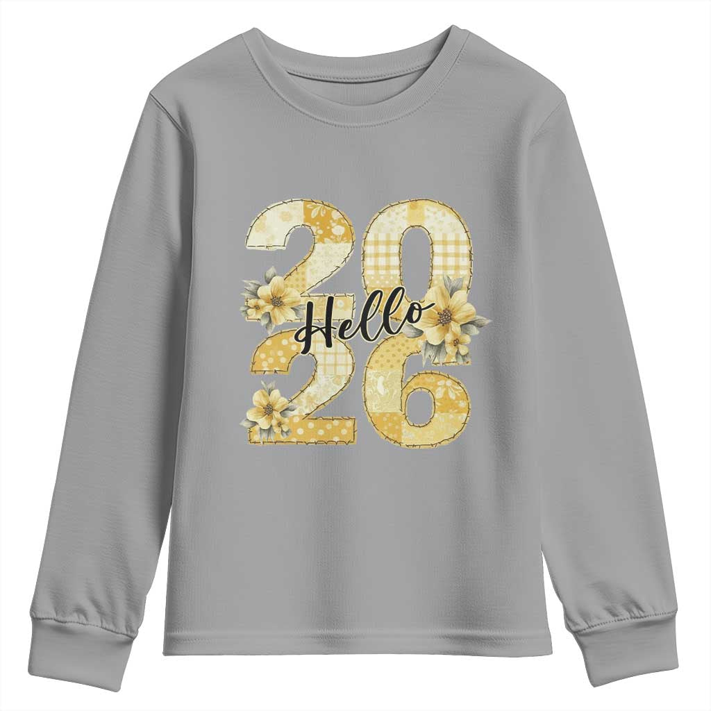 Hello New Year 2026 Vintage Floral Patchwork Quilt Youth Sweatshirt TS11 Sport Gray Print Your Wear