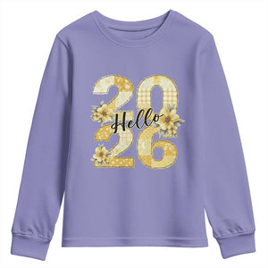 Hello New Year 2026 Vintage Floral Patchwork Quilt Youth Sweatshirt TS11 Violet Print Your Wear