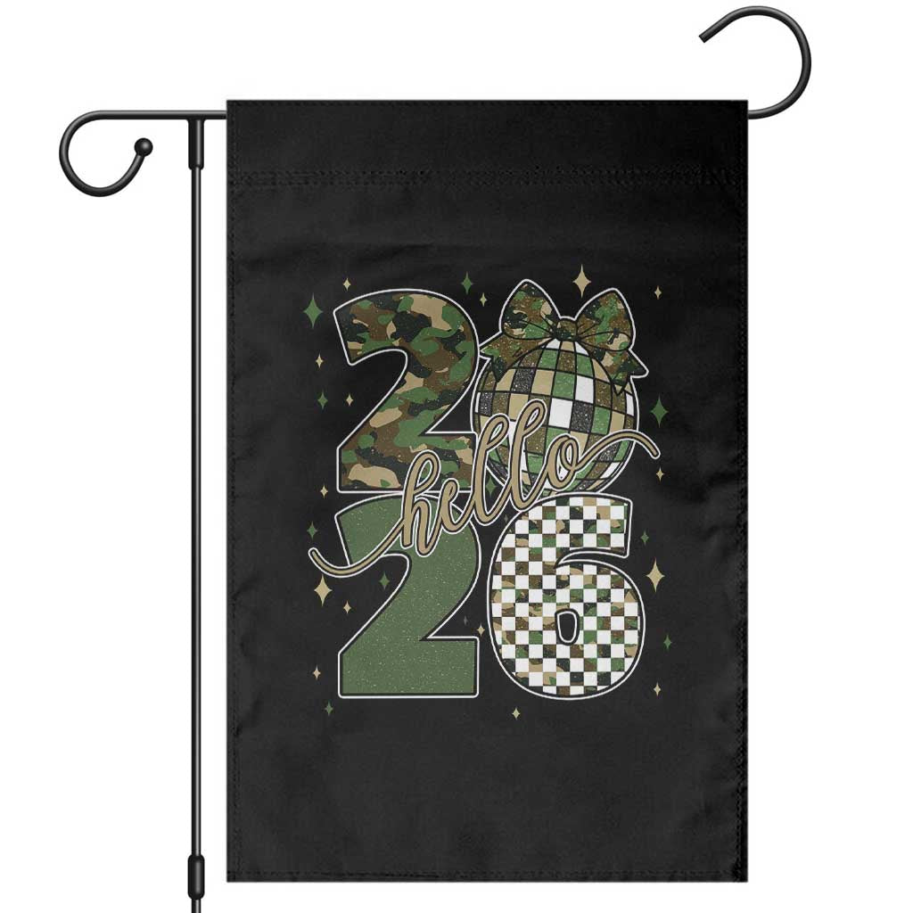 Camo Happy New Year Party 2026 Garden Flag Camouflage Disco Ball TS11 Black Print Your Wear