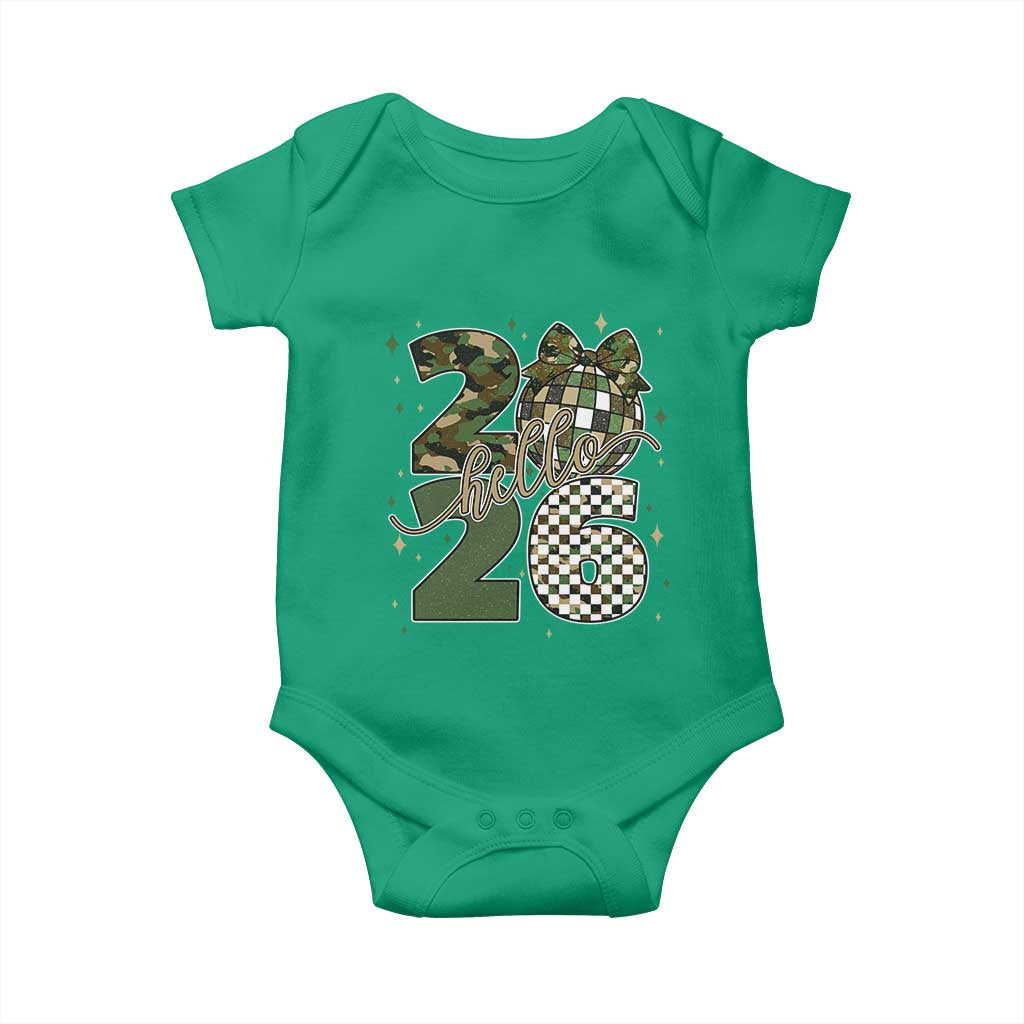 Camo Happy New Year Party 2026 Baby Onesie Camouflage Disco Ball TS11 Irish Green Print Your Wear