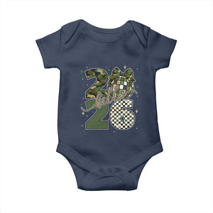 Camo Happy New Year Party 2026 Baby Onesie Camouflage Disco Ball TS11 Navy Print Your Wear