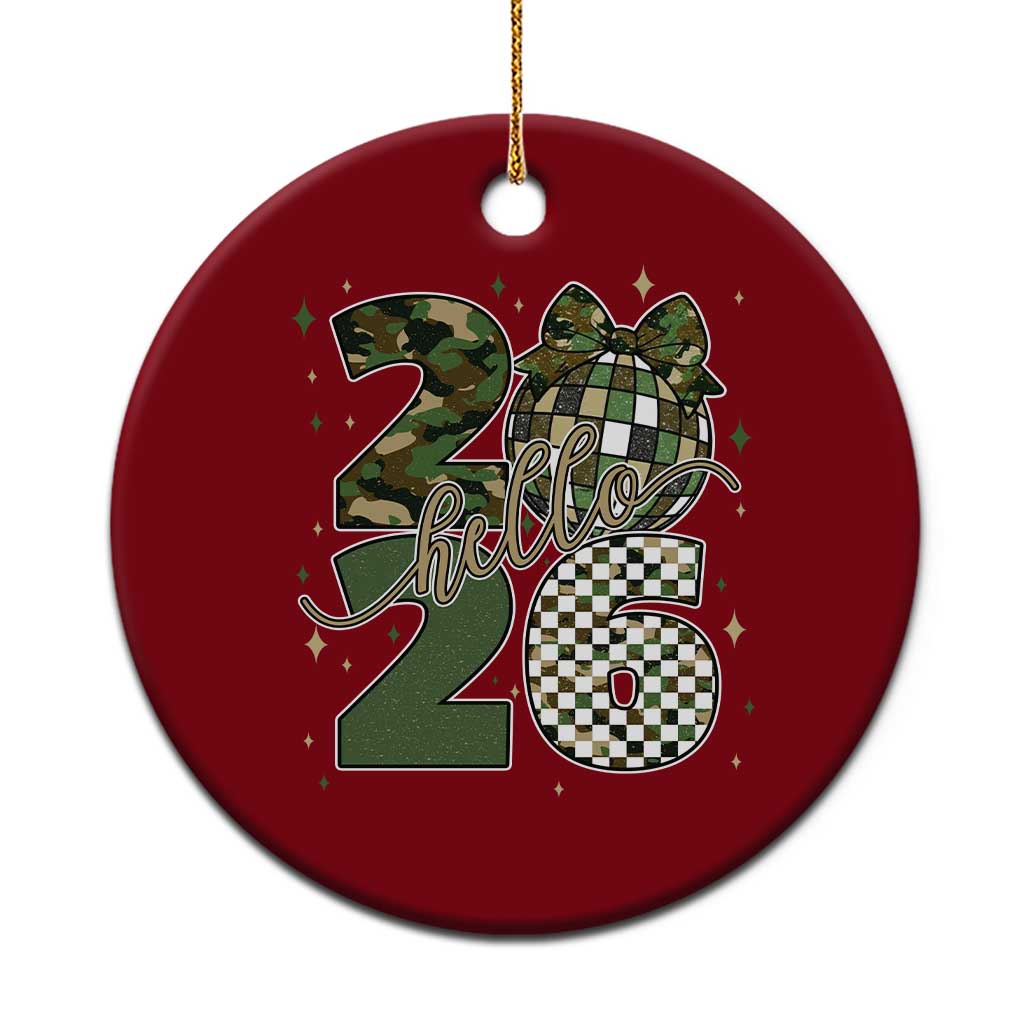 Camo Happy New Year Party 2026 Ceramic Ornament Camouflage Disco Ball TS11 1pc Red Print Your Wear