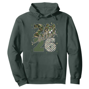 Camo Happy New Year Party 2026 Hoodie Camouflage Disco Ball TS11 Dark Forest Green Print Your Wear