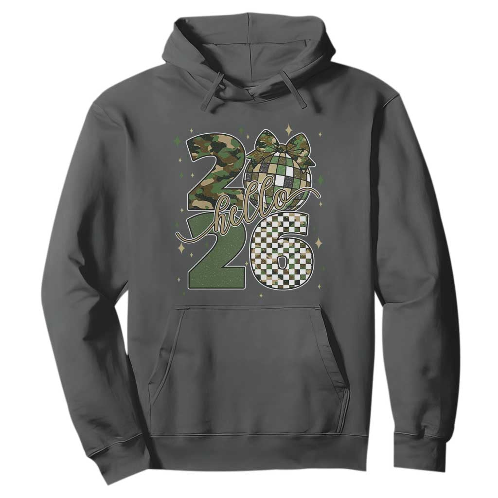 Camo Happy New Year Party 2026 Hoodie Camouflage Disco Ball TS11 Dark Heather Print Your Wear